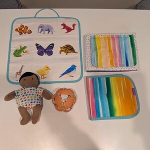 Lovevery Montessori Sensory Toy Bundle - Cloth Doll, Ball, & Animal Mat